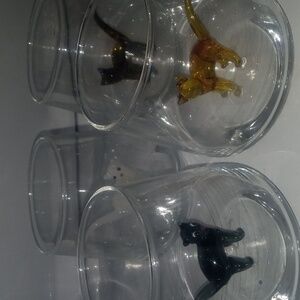Handblown Adorable Cats Wine Glasses  (Set Of 4)